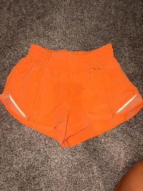 Orange Lululemon Hotty Hot Shorts 2.5”